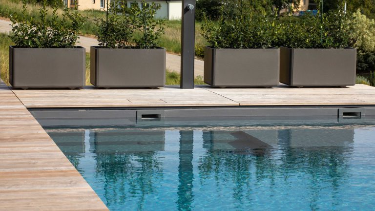 Rechteckpool mit Skimmer, Folie dunkelgrau