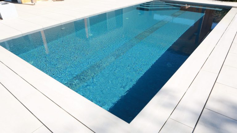 Rechteckpool mit Einbautreppe, Folie dunkelgrau