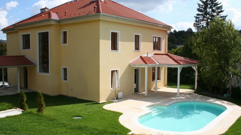 Ovalpool mit Römertreppe, Folie sandfarben