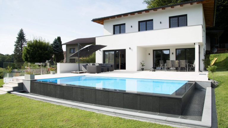 Rechteckpool, Folie hellblau, mit Überlauf